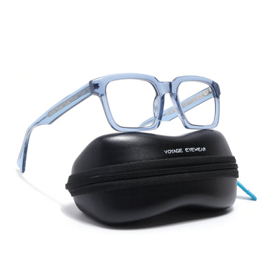 Voyage Glaze Blue Square Acetate Eyeglasses for Men & Women (FPK26021FMG8664)