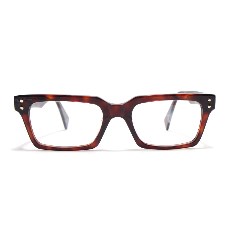 Voyage Glaze Demi Brown Rectangle Acetate Eyeglasses for Men & Women (FPK26022FMG8652)