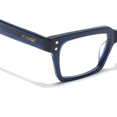 Voyage Glaze Blue Rectangle Acetate Eyeglasses for Men & Women (FPK26022FMG8654)