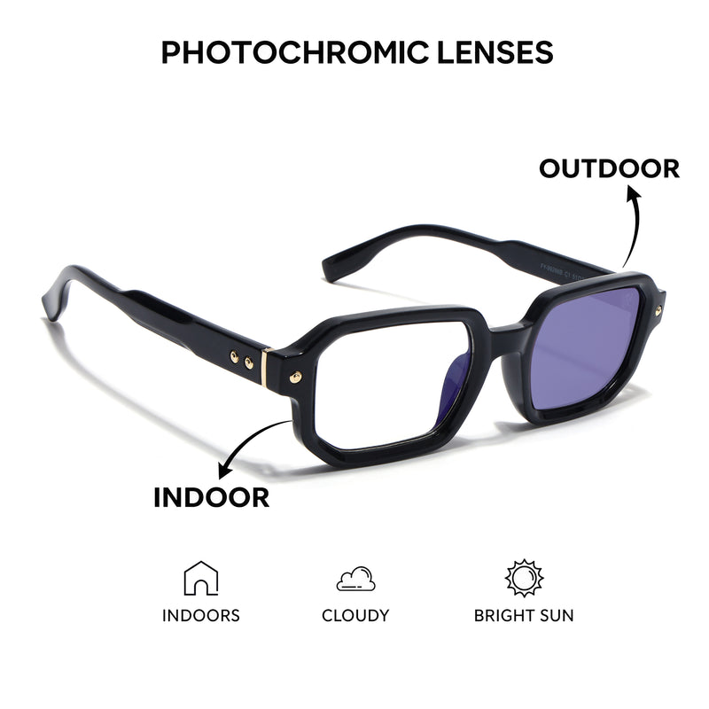 Voyage Black Hexagonal Eyeglasses for Men & Women (FY99286FMG9273)