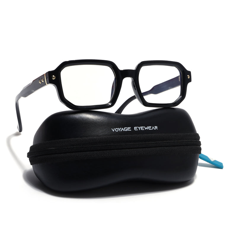 Voyage Black Hexagonal Eyeglasses for Men & Women (FY99286FMG9273)