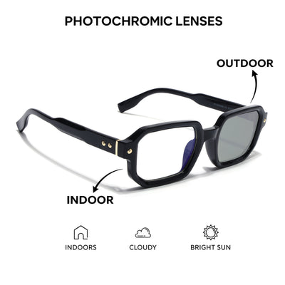 Voyage Black Hexagonal Eyeglasses for Men & Women (FY99286FMG9274)