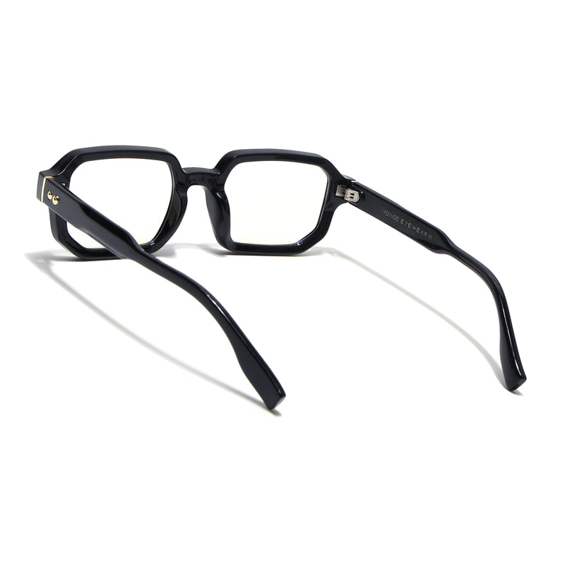 Voyage Black Hexagonal Eyeglasses for Men & Women (FY99286FMG9274)