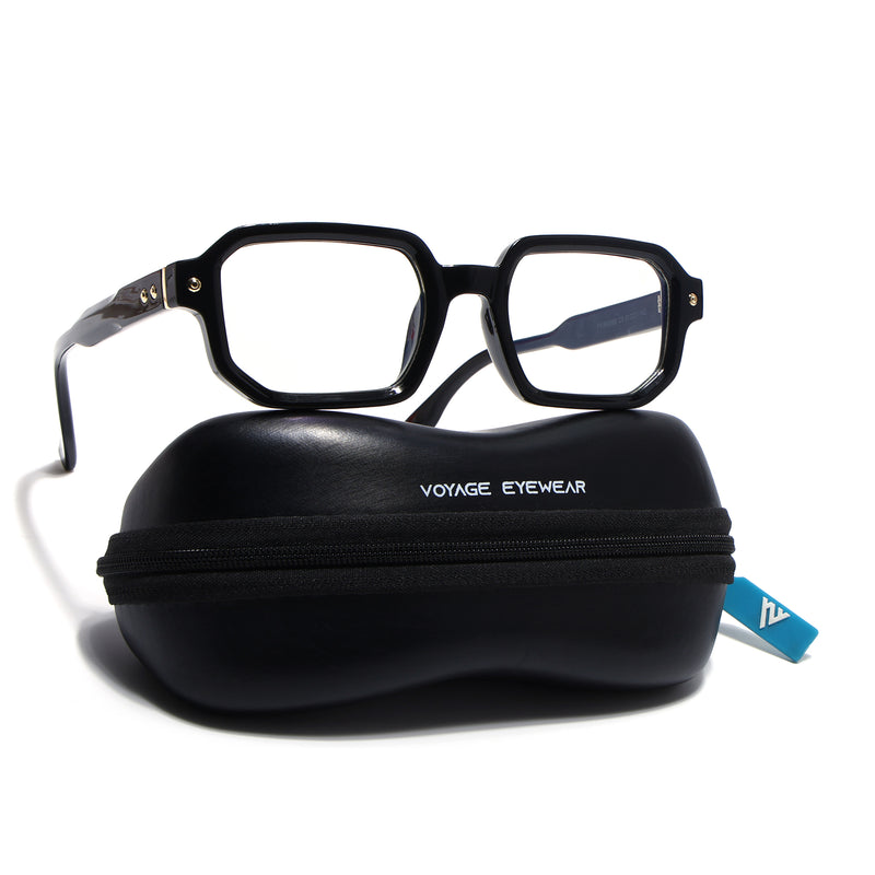 Voyage Black Hexagonal Eyeglasses for Men & Women (FY99286FMG9274)