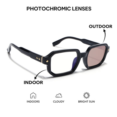 Voyage Black Hexagonal Eyeglasses for Men & Women (FY99286FMG9275)