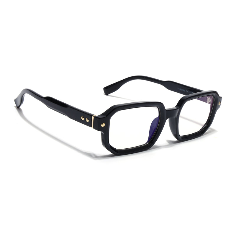 Voyage Black Hexagonal Eyeglasses for Men & Women (FY99286FMG9275)