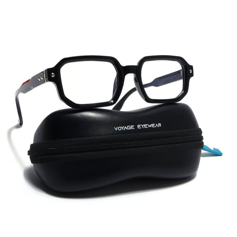 Voyage Black Hexagonal Eyeglasses for Men & Women (FY99286FMG9275)