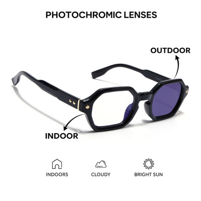 Voyage Black Hexagonal Eyeglasses for Men & Women (FY99287FMG9281)