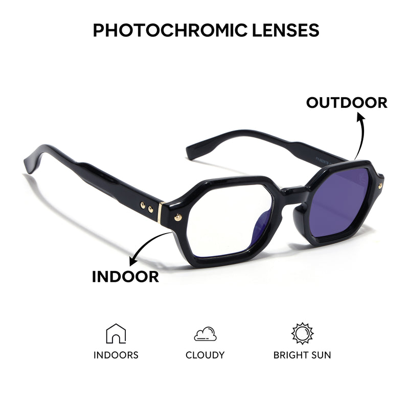 Voyage Black Hexagonal Eyeglasses for Men & Women (FY99287FMG9281)