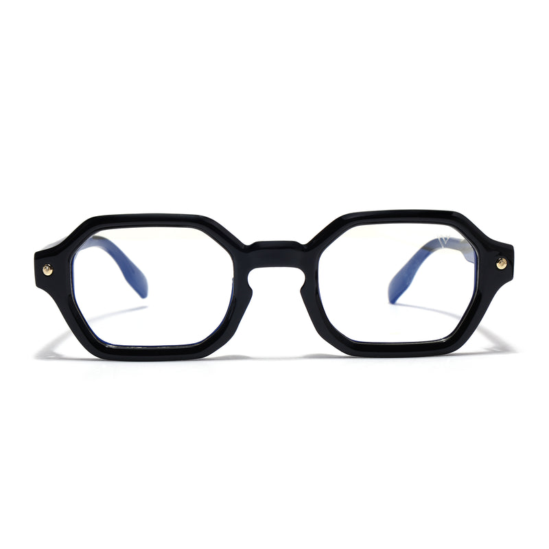 Voyage Black Hexagonal Eyeglasses for Men & Women (FY99287FMG9281)