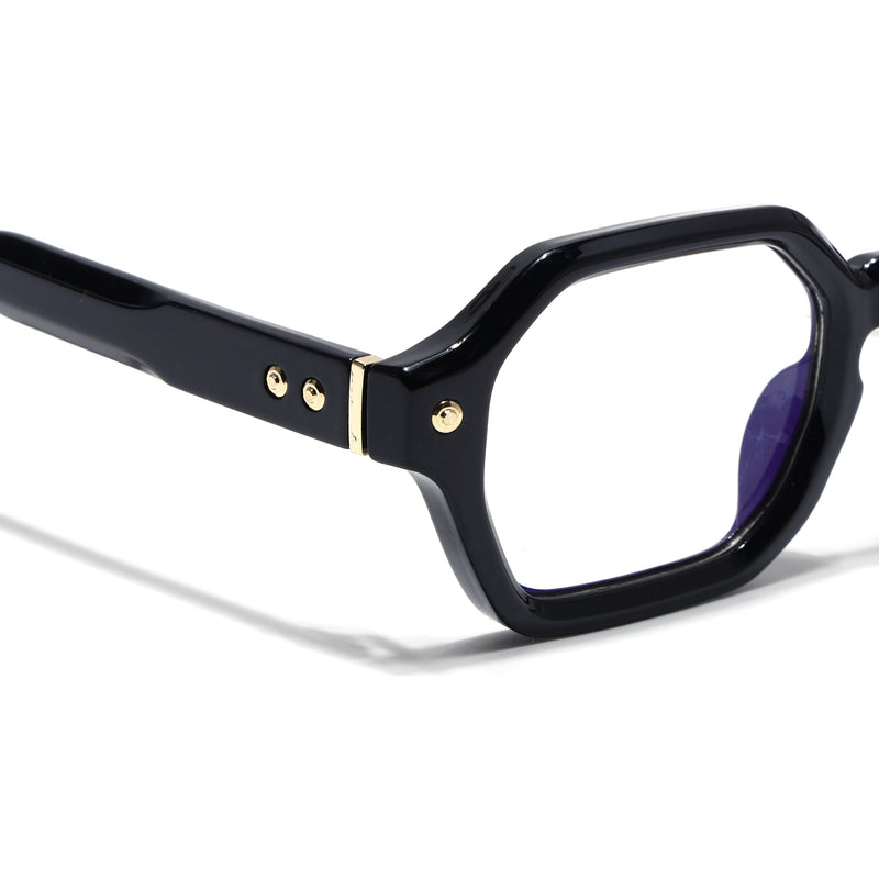 Voyage Black Hexagonal Eyeglasses for Men & Women (FY99287FMG9281)
