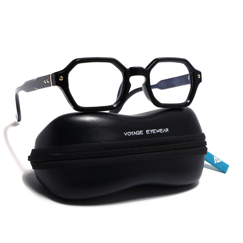 Voyage Black Hexagonal Eyeglasses for Men & Women (FY99287FMG9281)