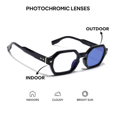 Voyage Black Hexagonal Eyeglasses for Men & Women (FY99287FMG9282)