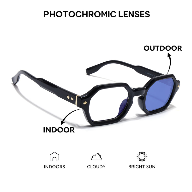 Voyage Black Hexagonal Eyeglasses for Men & Women (FY99287FMG9282)