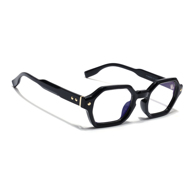 Voyage Black Hexagonal Eyeglasses for Men & Women (FY99287FMG9282)