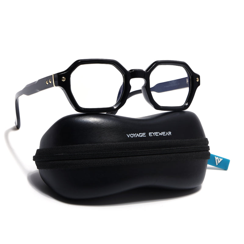 Voyage Black Hexagonal Eyeglasses for Men & Women (FY99287FMG9282)