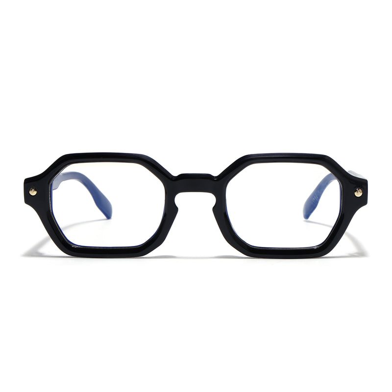 Voyage Black Hexagonal Eyeglasses for Men & Women (FY99287FMG9283)