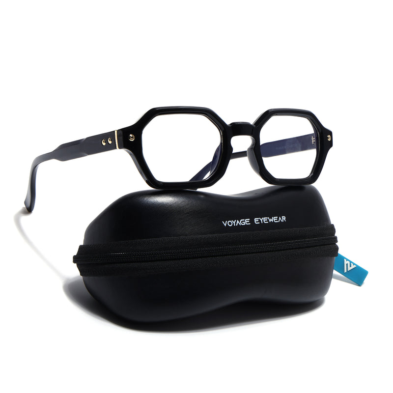 Voyage Black Hexagonal Eyeglasses for Men & Women (FY99287FMG9283)