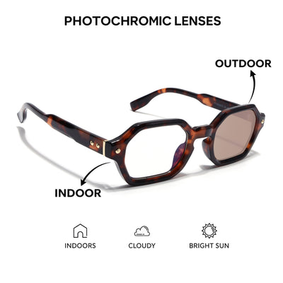 Voyage Demi Brown Hexagonal Eyeglasses for Men & Women (FY99287FMG9284)
