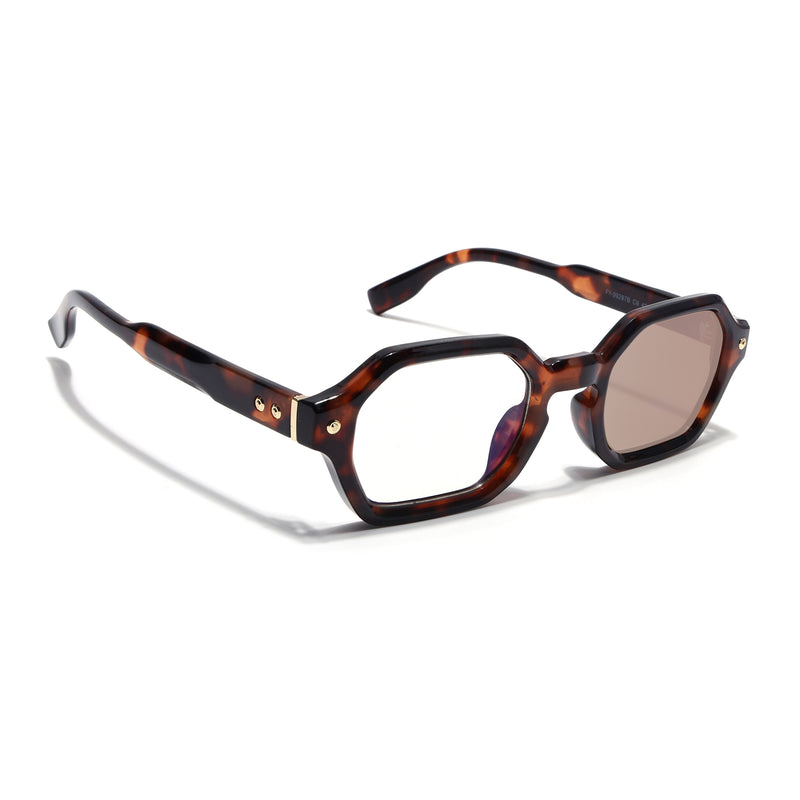 Voyage Demi Brown Hexagonal Eyeglasses for Men & Women (FY99287FMG9284)
