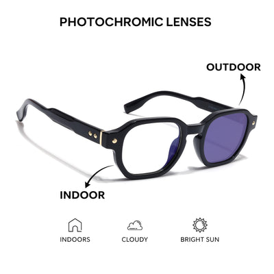 Voyage Black Hexagonal Eyeglasses for Men & Women (FY99288FMG9277)