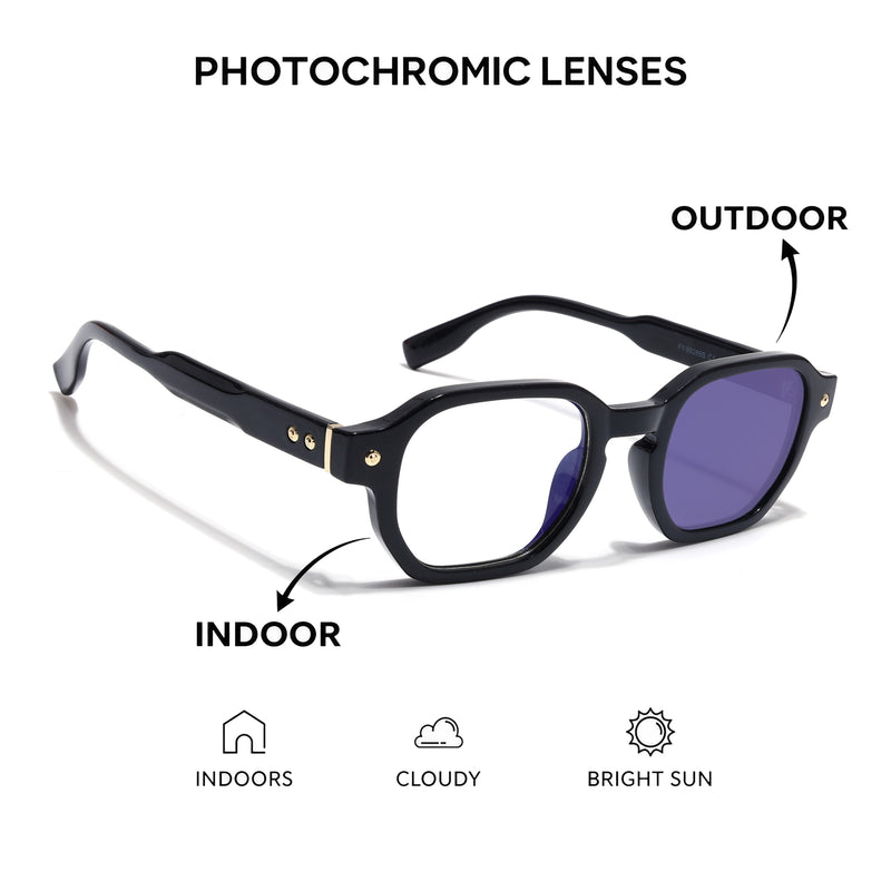 Voyage Black Hexagonal Eyeglasses for Men & Women (FY99288FMG9277)