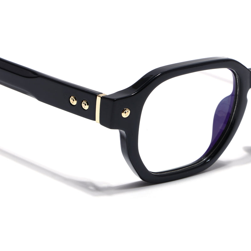 Voyage Black Hexagonal Eyeglasses for Men & Women (FY99288FMG9277)