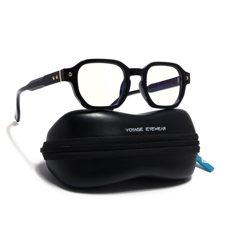 Voyage Black Hexagonal Eyeglasses for Men & Women (FY99288FMG9277)