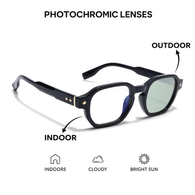 Voyage Black Hexagonal Eyeglasses for Men & Women (FY99288FMG9278)