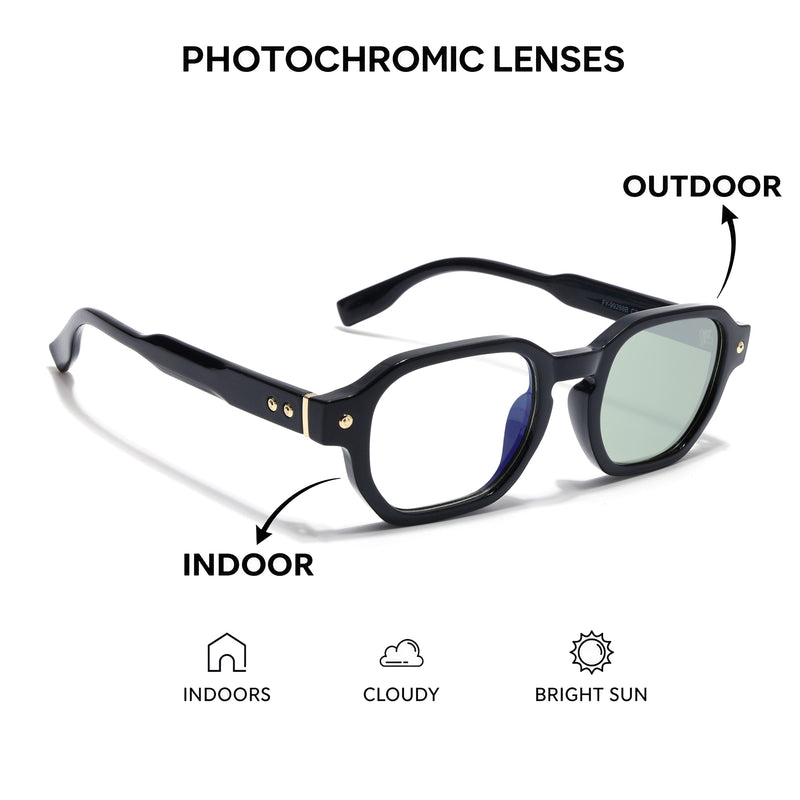 Voyage Black Hexagonal Eyeglasses for Men & Women (FY99288FMG9278)