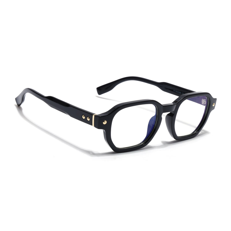 Voyage Black Hexagonal Eyeglasses for Men & Women (FY99288FMG9278)