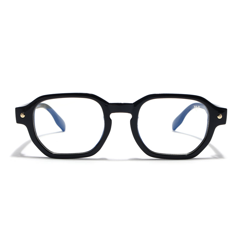 Voyage Black Hexagonal Eyeglasses for Men & Women (FY99288FMG9278)