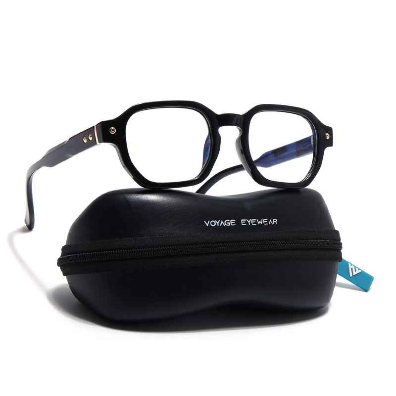 Voyage Black Hexagonal Eyeglasses for Men & Women (FY99288FMG9278)