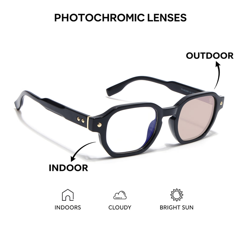 Voyage Black Hexagonal Eyeglasses for Men & Women (FY99288FMG9279)