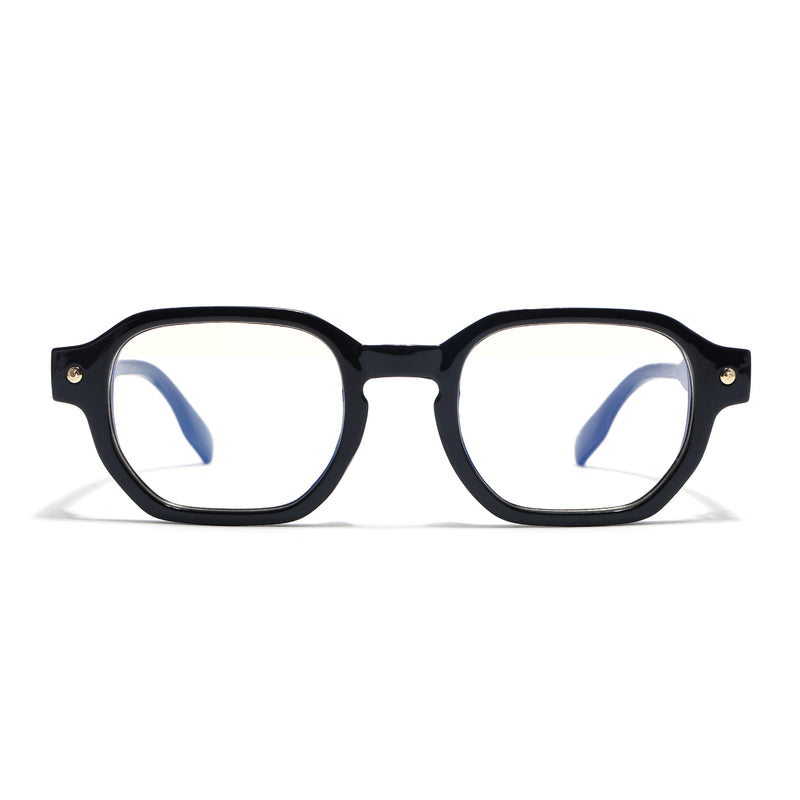 Voyage Black Hexagonal Eyeglasses for Men & Women (FY99288FMG9279)
