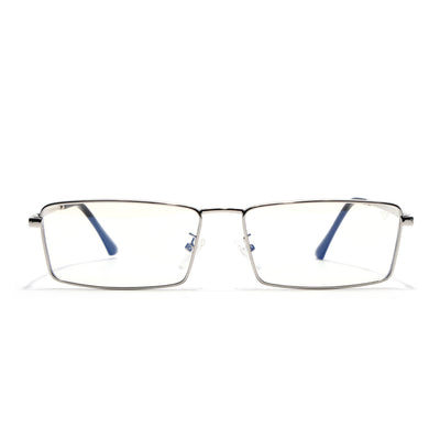 Voyage Silver Rectangle Eyeglasses for Men & Women (G025FMG8077)
