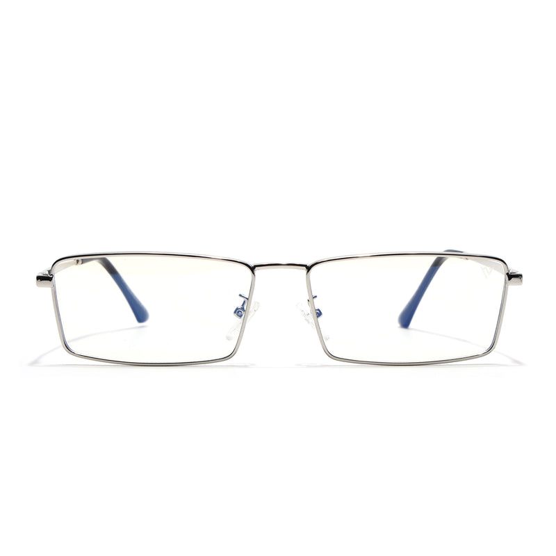 Voyage Silver Rectangle Eyeglasses for Men & Women (G025FMG8077)