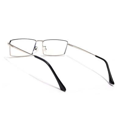 Voyage Silver Rectangle Eyeglasses for Men & Women (G025FMG8077)