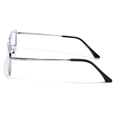 Voyage Silver Rectangle Eyeglasses for Men & Women (G025FMG8077)