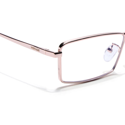 Voyage Rose Gold Rectangle Eyeglasses for Men & Women (G025FMG8078)