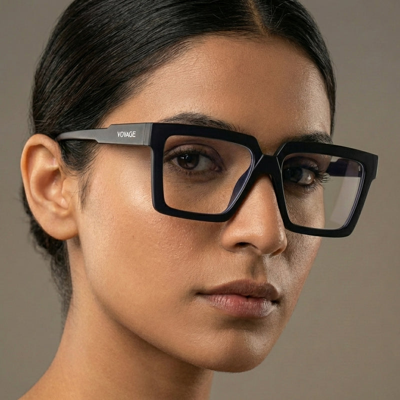 Voyage Verso Matt Black Wayfarer Eyeglasses for Men & Women (8774MG5165-C3)