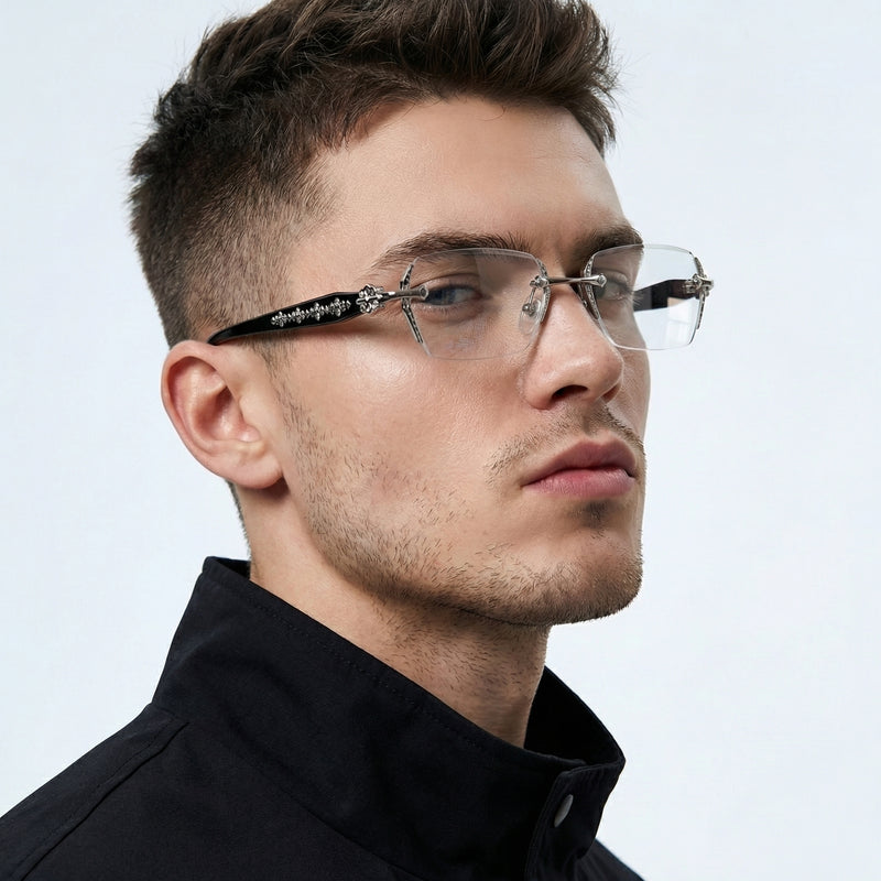 Stryke | Voyage Silver Rimless Eyeglasses for Men & Women (8030FMG8193)