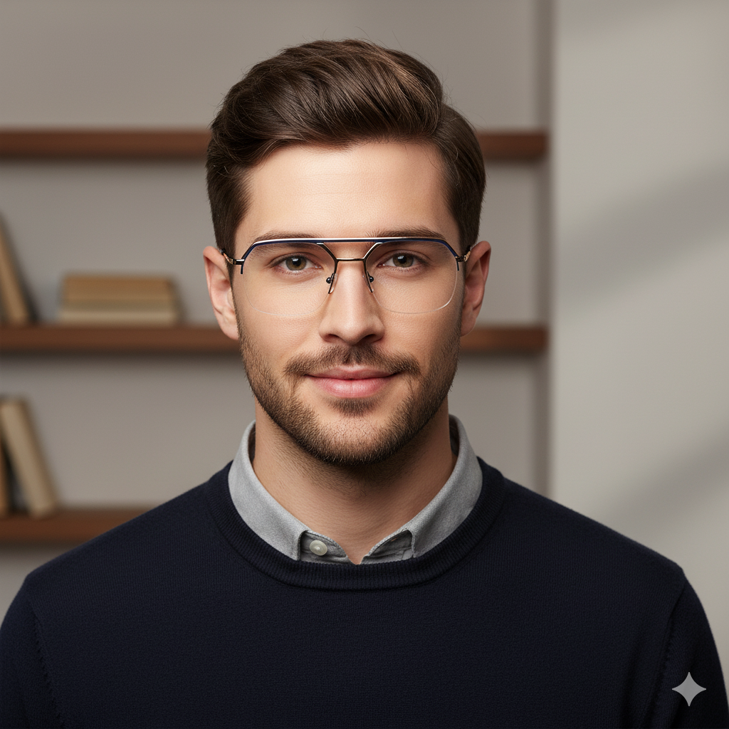 Voyage Golden & Black Half Rim Eyeglasses for Men & Women (73017FMG7093-C1)