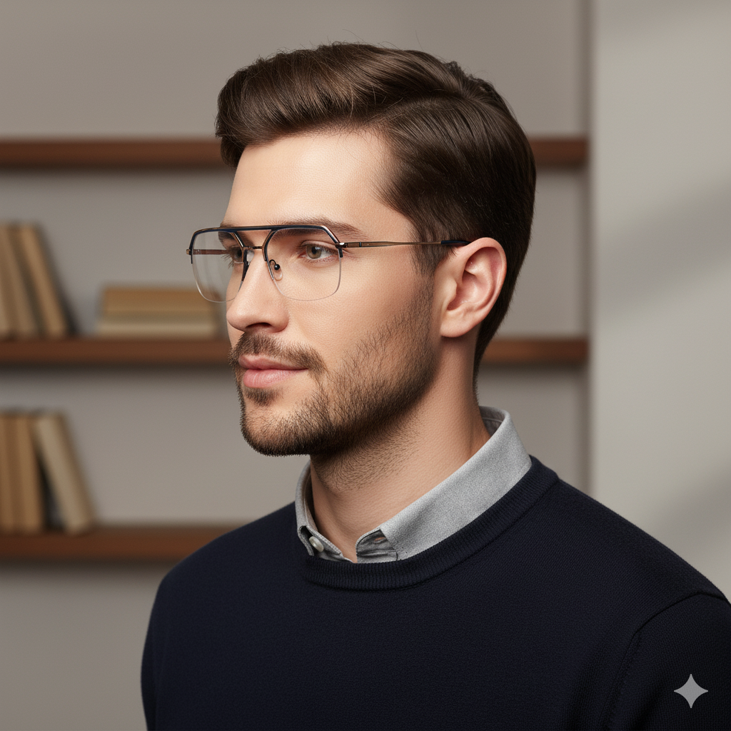 Voyage Golden & Black Half Rim Eyeglasses for Men & Women (73017FMG7093-C1)