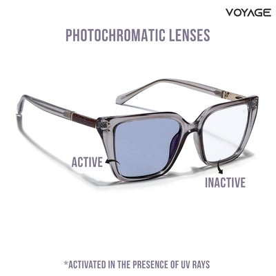 Voyage Glam Grey Cateye Photochromic lens Eyeglasses for Women (95005FMG7812)