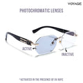 Voyage Golden Rimless Photochromic lens Eyeglasses for Men & Women (98524BFMG7804)
