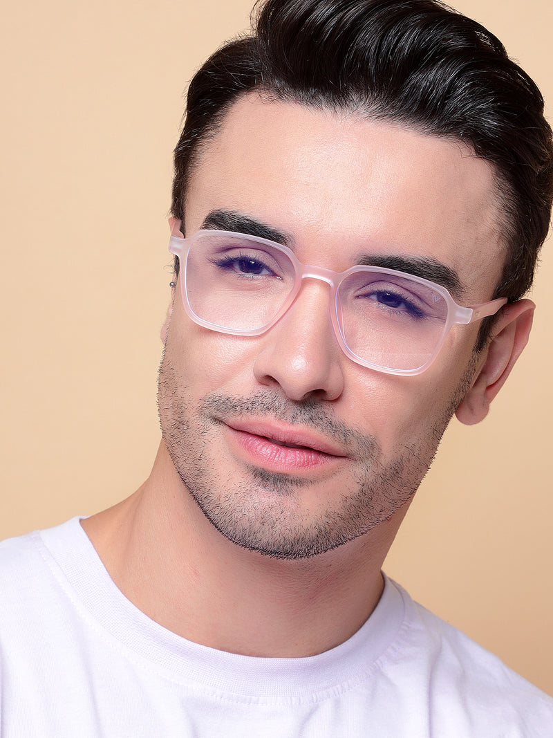 Voyage Air Pink Square Eyeglasses for Men & Women (TR02MG4540-C5)