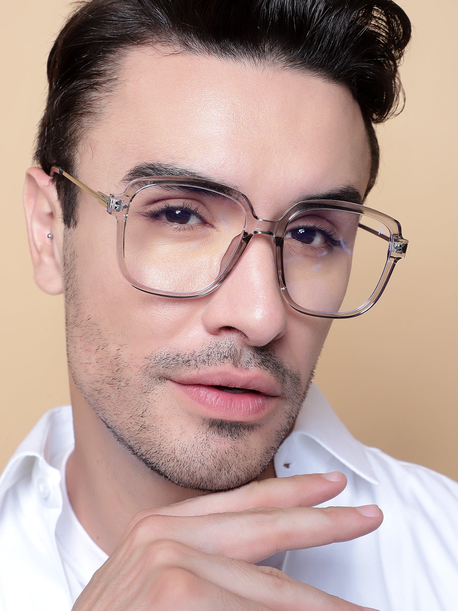 Voyage Glam Grey Oversize Eyeglasses for Men & Women (TR83027MG3852-C3)