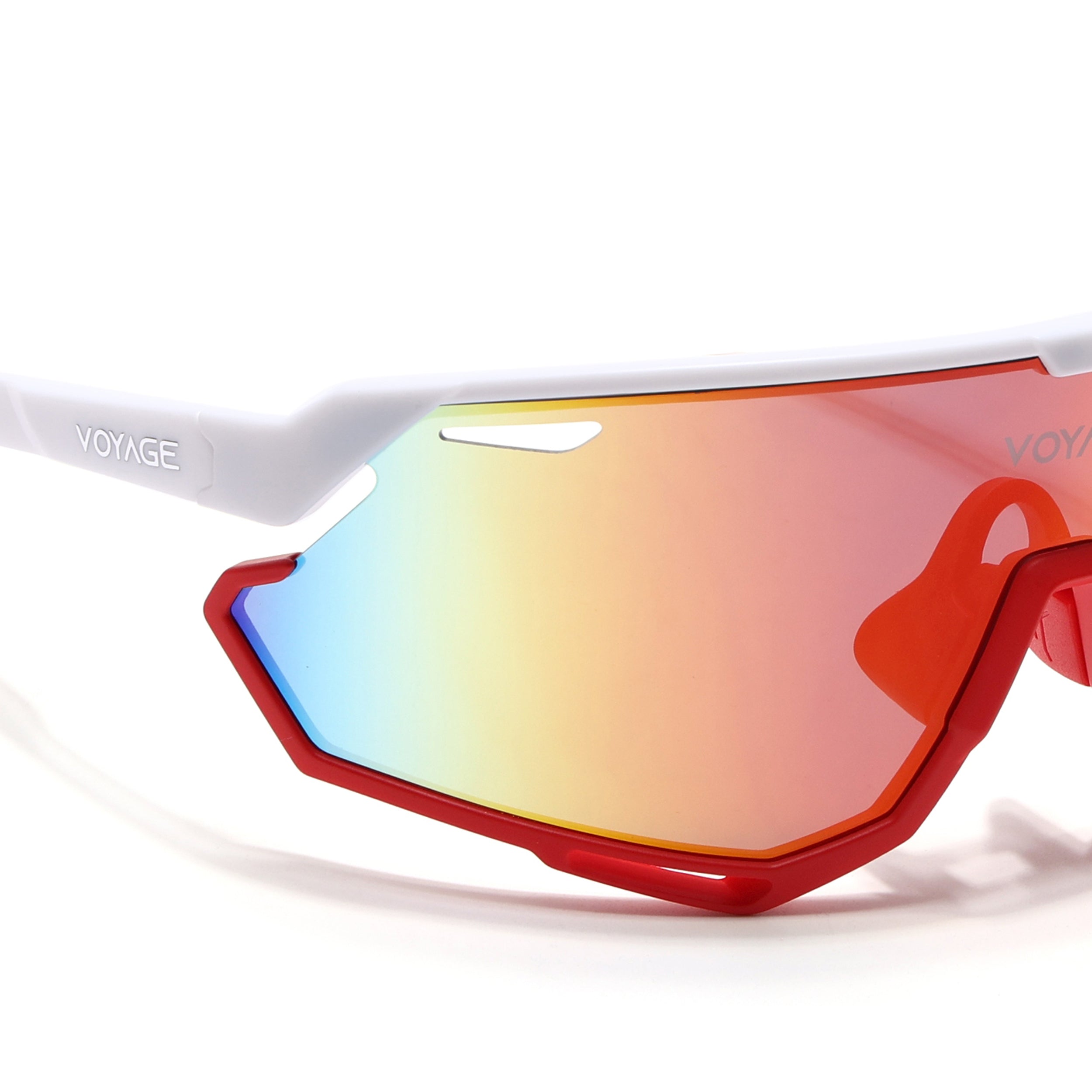 Voyage Select Drift Sunglasses (Multicolor Lens | White & Red Frame - SLMG6344)