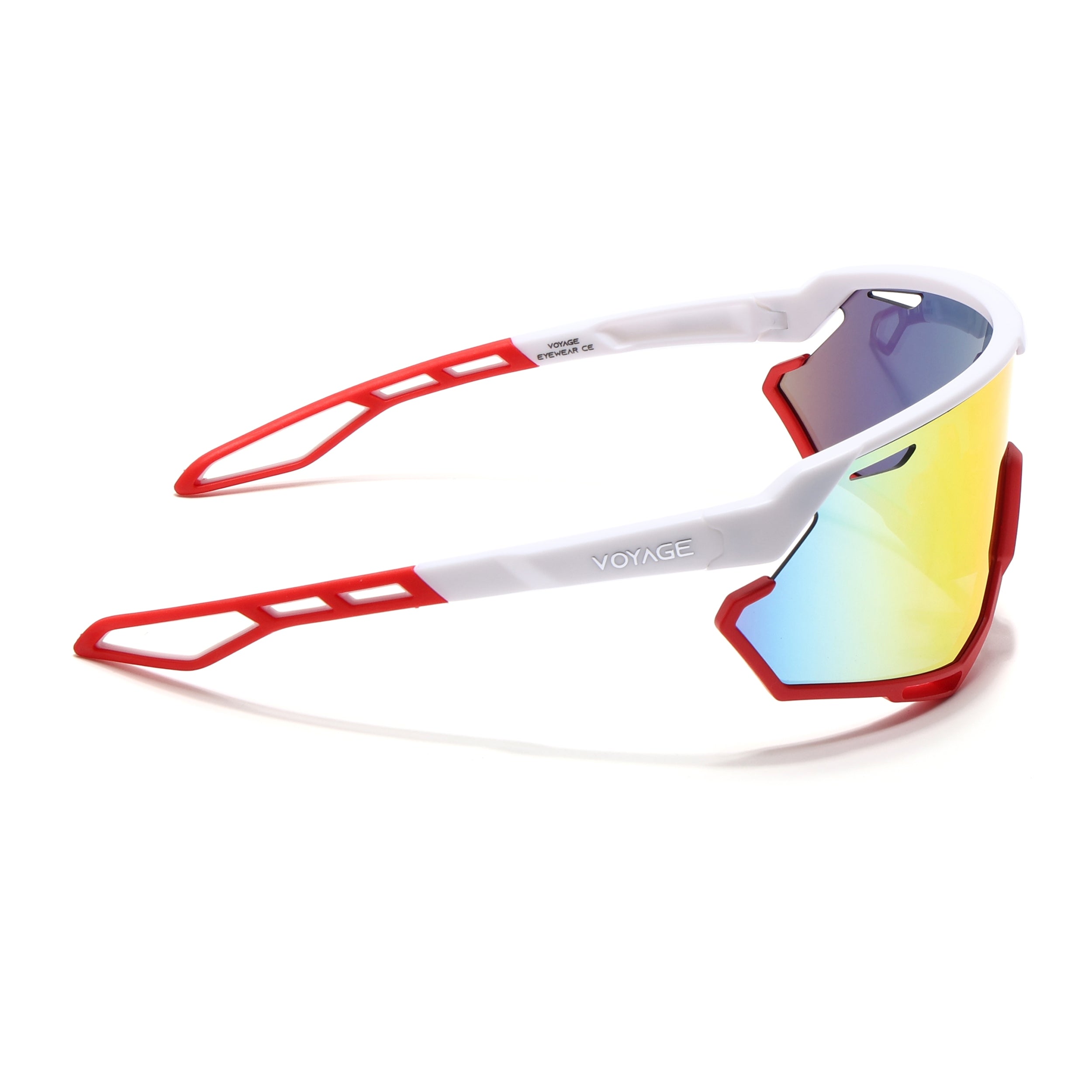 Voyage Select Drift Sunglasses (Multicolor Lens | White & Red Frame - SLMG6344)